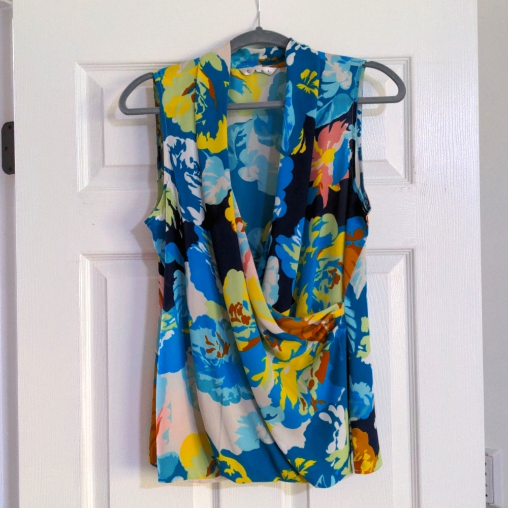 CAbi Sleeveless Crossover Front Blouse, Size Medium
